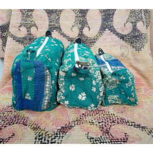 New Design Vintage Kantha <b>Patchwork</b> Tassel Zipper Closure Eco-Friendly 3-Pouch Set Cosmetic <b>Bag</b> for Wedding & Return Gifts - Product Image 2