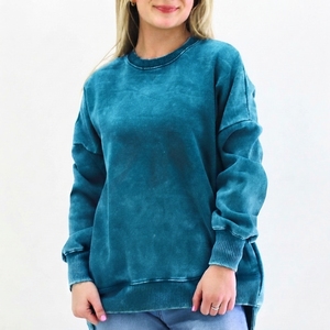 Sudadera con Logotipo Personalizado para Mujer, Lavado Ácido, Ropa de Felpa de Algodón de Primera Calidad, Fabricación en Fábrica con Etiqueta Privada y Talla OEM - Product Image 1