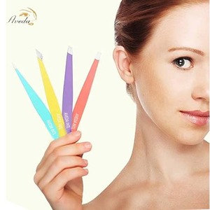 Pince à épiler colorée pour sourcils en acier inoxydable, outil de beauté de précision personnalisé pour l'épilation du visage, pointe inclinée AVEDAINTL - Product Image 5