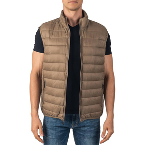 Gilet matelassé isolant pour homme, couleur taupe kaki, en nylon, avec coutures baffle, fermeture éclair intégrale, vente en gros - Product Image 2