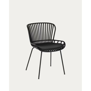 Modern Black Metal <b>Wire</b> Chair Midcentury <b>Grid</b> Back Cantilever Frame Dining Seat Outdoor Villas Apartment Furniture - Product Image 4