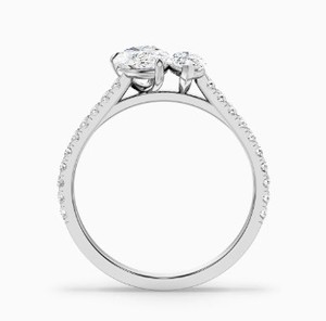 Toi Et Moi <b>Ring</b> <b>Two</b> <b>Stone</b> Moissanite <b>Ring</b> 925 Sterling Silver Yellow Gold Plated Engagement <b>Ring</b> Dainty Minimalist Promise <b>Ring</b> - Product Image 2