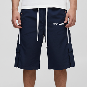 Shorts cargo Oxford bleu marine pour homme, poches latérales, taille à cordon, séchage rapide, vêtements décontractés - Product Image 4