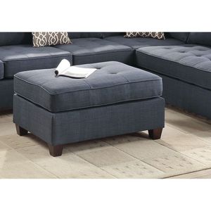 Dorris in tessuto blu scuro con sgabelli e pouf - Product Image 5