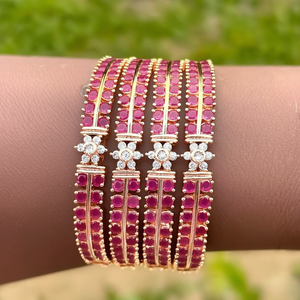 American Diamond Moissanite Bangles in Rose White Yellow Gold - Product Image 3