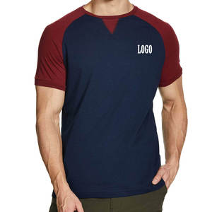 Camiseta de manga raglán azul marino y granate para hombre, con logo personalizado, corte atlético premium, estilo casual urbano, camiseta de moda de manga corta. - Product Image 1