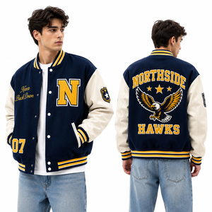 Chaqueta Letterman Verde Kelly de Dos Tonos con Mangas de Lana, Estilo Varsity Bomber para Clubes, Equipos y Uniformes Escolares, Ropa de Calle Global - Product Image 2