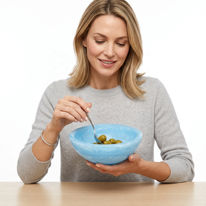 Tazón Azul de Resina con Esmalte Agrietado, Diseño Moderno, Apto para Lavavajillas, para Frutas y Bocadillos, Uso Doméstico - Product Image 1