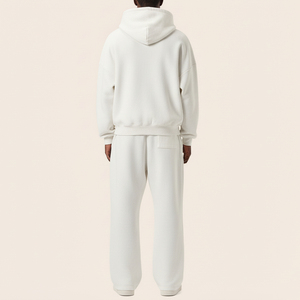 Ensemble de survêtement à capuche pour homme, couleur unie, manches longues, jogging décontracté avec poches latérales, vêtements d'automne, 100% coton, poids moyen - Product Image 4