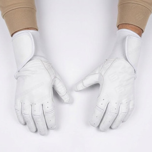 Longue manchette couleur blanche sur mesure Softball frappeur gants de sport véritable peau de vache Cabretta cuir gants de Baseball gants de frappeur - Product Image 2