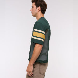 เสื้อเจอร์ซีย์แฟนกีฬาอเมริกันแบบมีสไตล์ ผ้าตาข่าย ระบายอากาศ ป้องกันรังสียูวี แห้งเร็ว ตัดเย็บโลโก้  ไซส์ใหญ่พิเศษ แขนสั้น สำหรับผู้ใหญ่ - Product Image 4