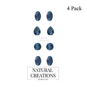 925 Silver Kyanite Natural Pear Round Oval Shape Butterfly Lock Stud <b>Earrings</b> Classic Style Bezel Setting Pack of 4 Pairs - Product Image 1