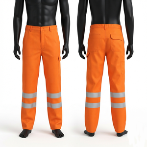 260 GSM Poly Cotton Corduroy Acid Wash Waterproof <b>Work</b> <b>Pant</b> <b>Black</b> Knee Panel Reflective Tape Custom Logo Safety Wear - Product Image 3