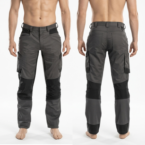 Men 280 GSM Stretch Cotton Blue Black Panel Utility <b>Work</b> <b>Pant</b> Custom Woven Logo Industrial Trousers <b>Cargo</b> <b>Work</b> <b>Pant</b> - Product Image 4