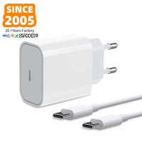 Cargador Rápido USB C PD de 20W, Enchufe Europeo, Adaptador de Corriente con Cable Tipo C para Teléfono Inteligente, Gran Venta