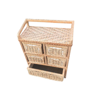 Armoire de rangement en rotin naturel tissé à la main avec 5 tiroirs amovibles en osier et étagère supérieure pour l'organisation de la maison, en provenance du Vietnam