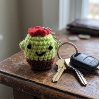 Porte-clés Cactus au Crochet Fait Main, Succulente en Pot Tricotée, Fleur Rouge Amigurumi, Breloque de Sac, Pendentif de Sac à Dos, Cadeaux d'Art Pur