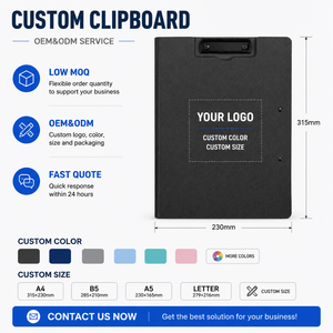 Porte-documents pliable A4 personnalisé avec double clip métallique horizontal et vertical, pliable à 360 degrés, avec porte-stylo - Product Image 3
