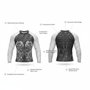 เสื้อยืดออกกำลังกายสำหรับผู้ชาย แบบรัดรูป แห้งเร็ว เหมาะสำหรับวิ่ง ฟิตเนส แรชการ์ด รับสกรีนโลโก้ - Product Image 2