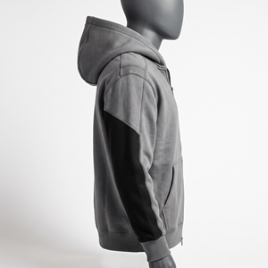 Mens Chevron Stripe Zip Up Hoodie Grey Black V Panel <b>Sweatshirt</b> Custom <b>Slogan</b> Heavy Fleece Track Coat Activewear Wholesale Deale - Product Image 4