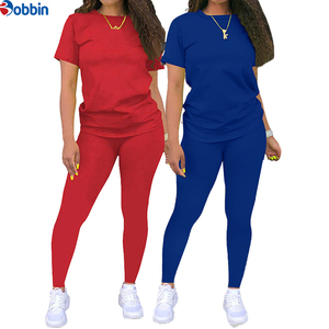 Conjunto de Ropa de Verano para Mujer, Top de Manga Corta y Pantalones Cortos, Conjunto de Camiseta de Punto de Color Sólido de Alta Calidad, Ropa Deportiva - Product Image 5