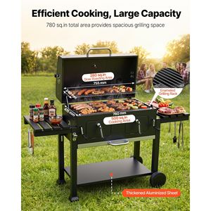 Extra-Large 780 Pollici Quadrati Griglia a Carbone per Barbecue con 2 Ripiani Sollevabili e Tavoli Laterali Pieghevoli ad Alta Temperatura, Griglie BBQ Premium - Product Image 2