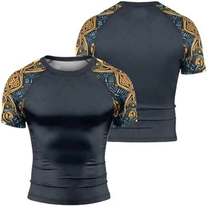 Custom Sublimated Jiu Jitsu Rashguard New Short Sleeve <b>Surf</b> Logo Compression Shirt Design Your Own Perfect Fit Rash Guard - Product Image 1