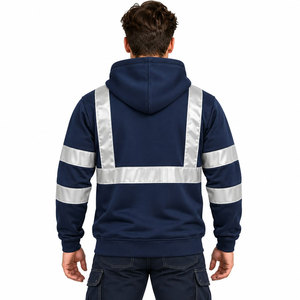 Wholesale FLEX-FIT 1/4 Zipper <b>Hi</b> <b>Vis</b> ANSI Class 1 Safety Sweatshirt Hoodies LED Flash Waterproof Polyester <b>Fleece</b> Pullover - Product Image 4