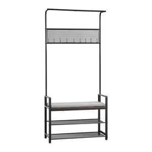 Porte-manteau autoportant de 72 pouces avec banc à chaussures, organisateur de rangement à 2 niveaux, crochets et tringle de suspension, armoire de hall avec étagère à chaussures en fil métallique - Product Image 1