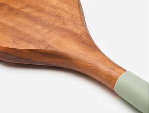 Wooden <b>Cooking</b> <b>Utensil</b> Set With Green <b>Silicone</b> Handles Minimalist Design Reusable Kitchen Tools For Catering Use And Hotel Use - Product Image 2