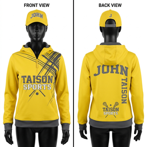 เสื้อฮู้ดดี้ผู้หญิงผ้าฟลีซคอตตอนโพลีเอสเตอร์พรีเมียม 320 GSM สีเบจ ซิป ¼  ระบายอากาศได้ดี พิมพ์ลายแบบซับลิเมชั่น รับสกรีนโลโก้ตามสั่ง - Product Image 3