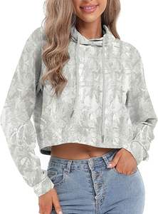 Sudadera Corta para Mujer, Color Sólido, Estilo Casual con Capucha, para Marcas de Boutique (OEM) - Product Image 5