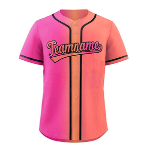 Maillot de baseball personnalisé à col en V pour homme, broderie japonaise, sublimation, uni, vente en gros, dégradé, manches courtes, boutonné - Product Image 3