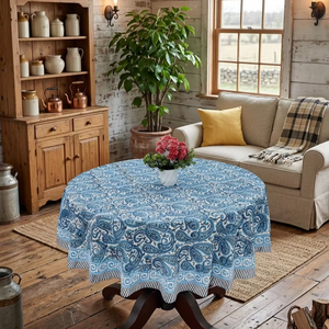 Factory Direct 40s Cotton Cambric Round <b>Table</b> <b>Cover</b> Smooth Texture Washable Fabric Tablecloth for Daily and Commercial Use - Product Image 1