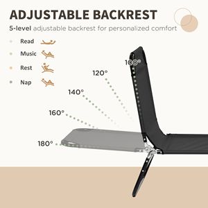 Set di 2 Sdraio Pieghevoli da Piscina con Schienale Reclinabile a 5 Livelli, Lettini Prendisole da Esterno con Telaio in Acciaio per Spiaggia e Giardino - Product Image 4