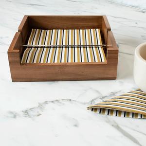 Porte-serviettes en bois moderne avec barre en acier inoxydable, organiseur de mouchoirs carré écologique - Product Image 1