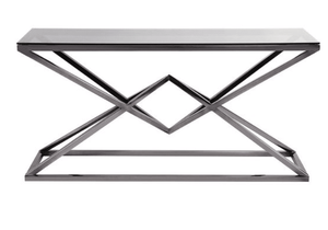 Mesa Consola Moderna de Acero Inoxidable con Tapa de Vidrio Templado, Estilo Minimalista para Entrada, Sala de Estar o Sofá - Product Image 3