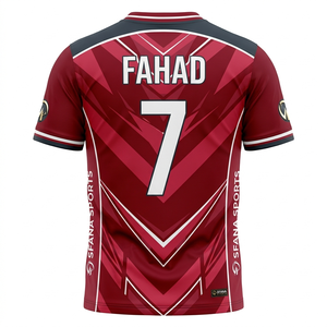 SFANA SPORTS Men's <b>Red</b> Geometric Soccer Jersey Short Sleeve V-Neck Moisture Wicking Polyester Athletic Fit - Product Image 2