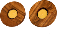 Porte-bougie rond en bois |   Fait main en bois |   Décoration rustique pour la maison |   Support de bougie minimaliste pour centre de table par B H Brothers