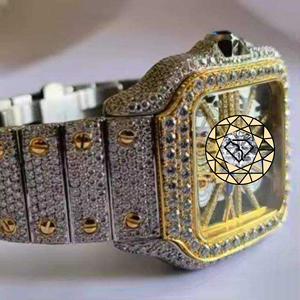 New Arrival Lab Diamond <b>Watch</b> Square <b>Case</b> for Men Automatic Mechanical Movement Two Tone Finish Style for Street <b>Watch</b> - Product Image 4
