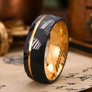 Anillo de Boda de Acero de Damasco Hecho a Mano, Proveedor OEM Personalizado, Anillo para Hombre, Tendencia 2026, Más Vendido, Chapado en Oro para Padrinos de Boda, Color Personalizado - Product Image 5