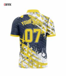 เสื้อโบว์ลิ่งสีเหลืองสดใสแบบมีซิป พิมพ์ชื่อทีมและหมายเลขด้วยความร้อน ระบายอากาศได้ดี ผลิตจากโพลีเอสเตอร์ รับผลิตตามแบบ (ODM) แห้งเร็ว เหมาะสำหรับกีฬา - Product Image 2