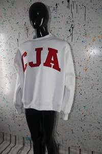 CJA WHITE <b>Mock</b> <b>Neck</b> Sweatshirt 100% RED Applique Embroidery wide <b>neck</b> Sweatshirt Finer Threads - Product Image 3