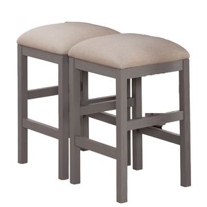 Ensemble de 2 meubles gris clair de salle à manger de cuisine tabourets de siège de coussin en tissu beige chaises de tabouret de nouveau design - Product Image 4