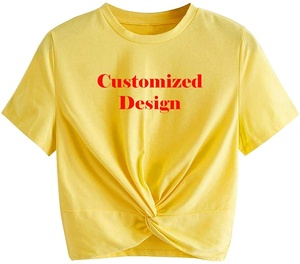 Customized Design And Customized Logo Print Round Neck T-Shirts Women's Crop <b>Top</b> T-shirts Made in Pakistan - Product Image 1