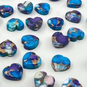 Dalia violeta rara, cabujón en forma de corazón de cobre y turquesa, piedra preciosa suelta para la fabricación de joyas - Product Image 2