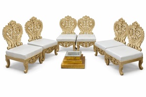 Sillas Vedi DE BODA indio, conjunto de sillas hechas a mano, estilo Sankheda, impresionante Mandap de boda - Product Image 4