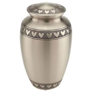 Handmade Brass Adult Cremation Urn for Human Ashes - Decorative Silver Floral Engraved Metal <b>Memorial</b> Urn Wholesale Burial Vase - Product Image 4