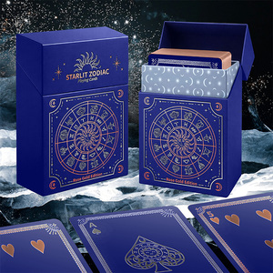 Cartes à jouer personnalisées en papier noir à âme en lin, bord doré 310 g/m², dans une boîte à rabat en feuille d'or - Product Image 5