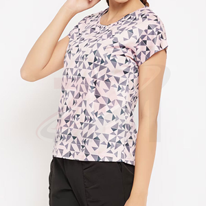 T-shirt à manches courtes col rond imprimé à séchage rapide en tissu tricoté, style décontracté, pour le printemps et l'été, personnalisable avec logo de marque - Product Image 4